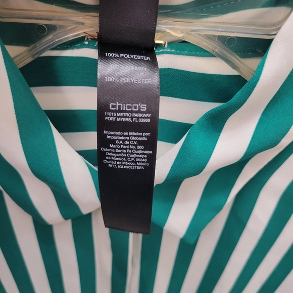 Chicos black label green and white stripe tunic size 00 - Picture 2 of 6